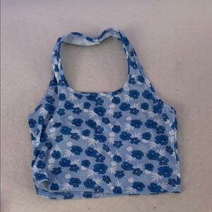 Kids Blue Floral Crop Top